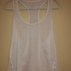 White sparkly athleta athletic top